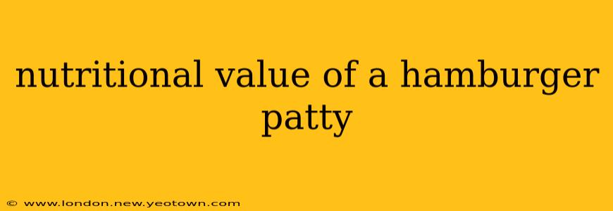 nutritional value of a hamburger patty