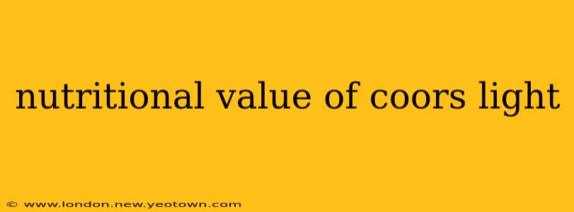nutritional value of coors light