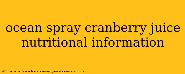 ocean spray cranberry juice nutritional information