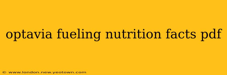 optavia fueling nutrition facts pdf