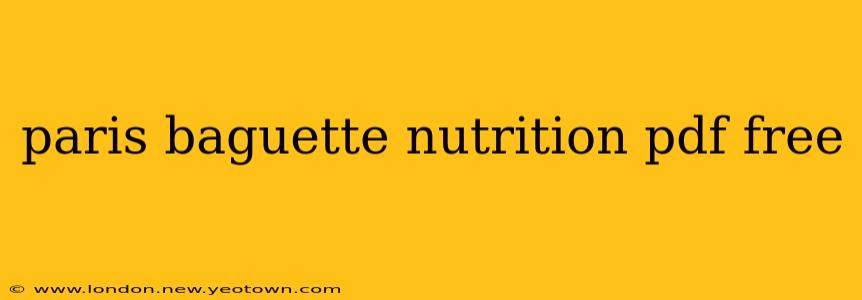 paris baguette nutrition pdf free