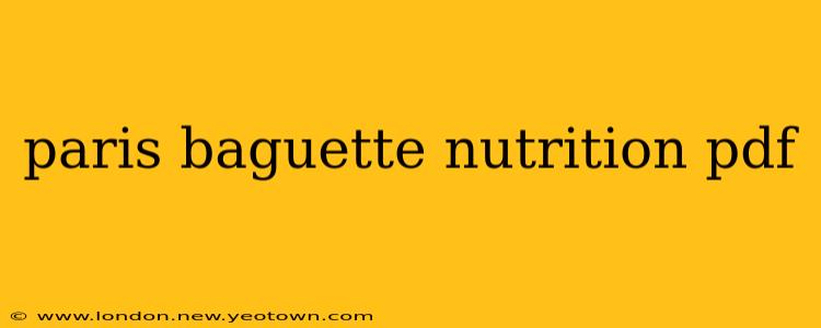 paris baguette nutrition pdf