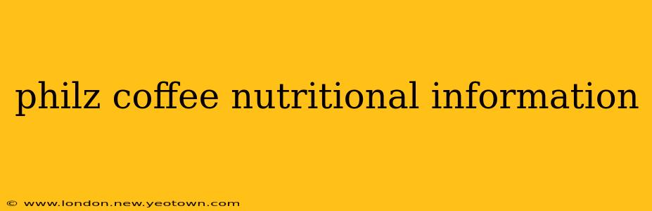 philz coffee nutritional information