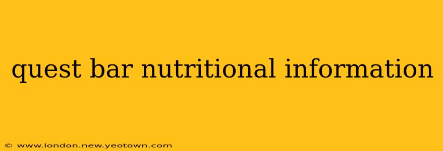 quest bar nutritional information