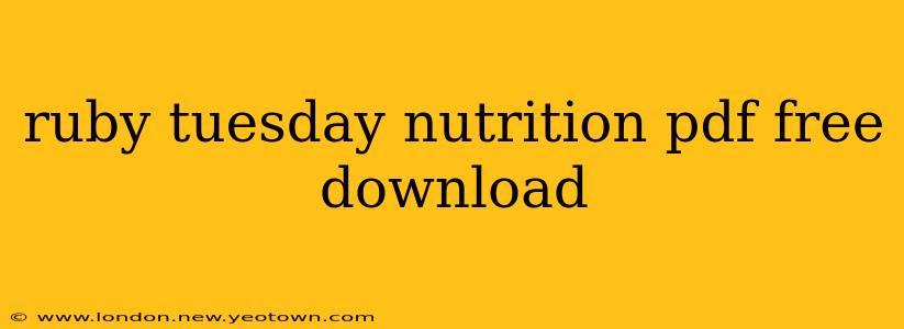 ruby tuesday nutrition pdf free download
