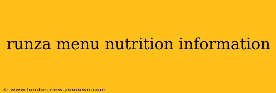 runza menu nutrition information
