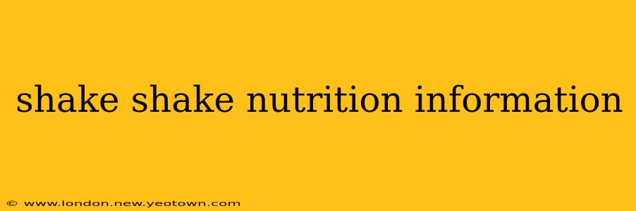shake shake nutrition information