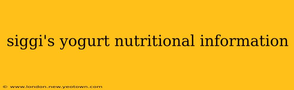 siggi's yogurt nutritional information