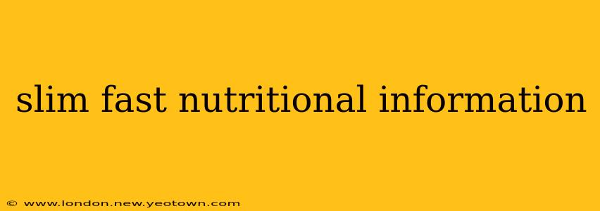 slim fast nutritional information