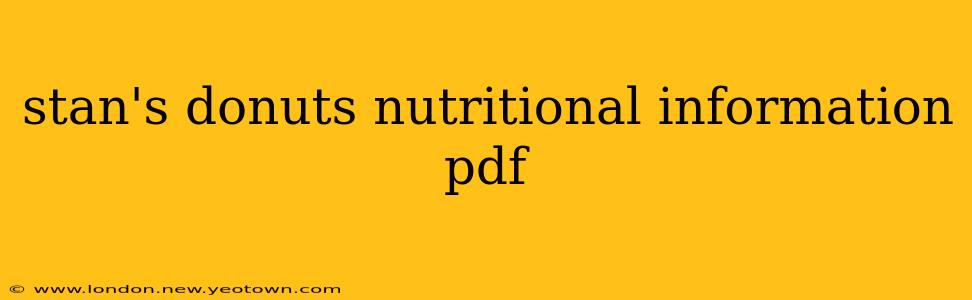 stan's donuts nutritional information pdf