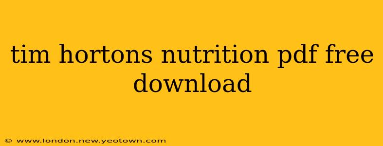 tim hortons nutrition pdf free download