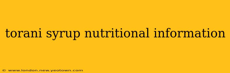 torani syrup nutritional information