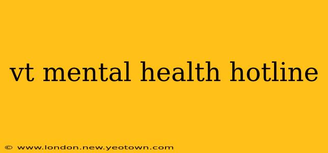 vt mental health hotline